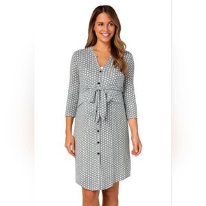 Ripe Maternity Dress Black & White Geometric Pattern Front Back Tie Size XS